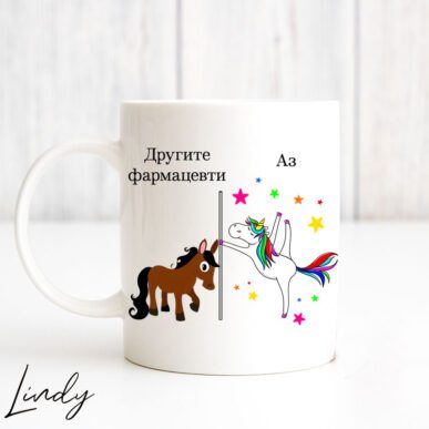 Чаша за подарък с надпис "Останалите колеги и аз"