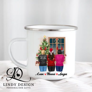 Персонализирано канче за подарък "Коледни приятелки"