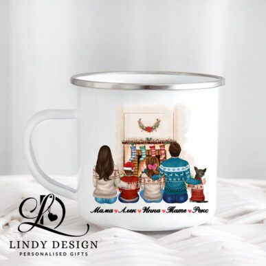 Персонализирано метално канче "Коледно семейство"