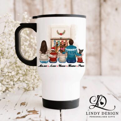 Персонализирана термо чаша "Коледно семейство"