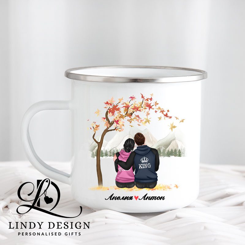 Персонализирано метално канче Влюбени | Lindy Design | Чаша за подарък | Чаша по поръчка Персонализирано метално канче Влюбени