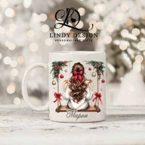 Персонализирана чаша за подарък за Коледа Момиче на люлка