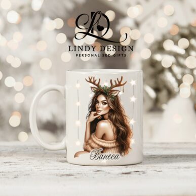 Персонализирана чаша за подарък "Момиче с рогца"