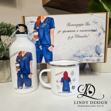 Персонализиран подаръчен комплект от канче и бутилка