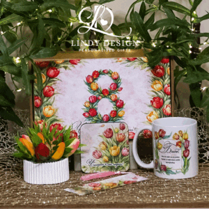 Подаръчен комплект за 8 ми март Бабо  с лалета и топло послание