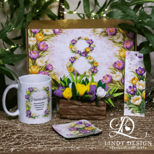 Подаръчен комплект за учителка за 8 ми март  с минзухари и послание на признателност