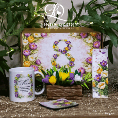 Подаръчен комплект за 8-ми март „Мамо“ – с минзухари и нежно послание