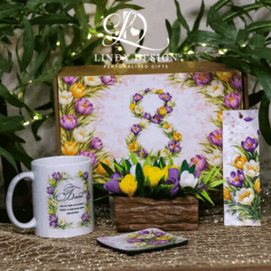 Подаръчен комплект за 8 ми март Бабо  с минзухари и топло послание