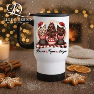 Коледна термо чаша за приятелки Червена Коледа