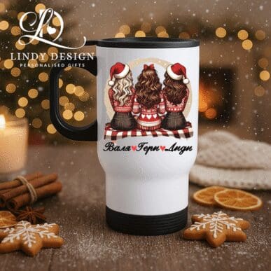 Коледна термо чаша за приятелки “Червена Коледа”