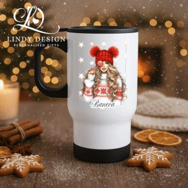 Коледна термо чаша “Момиче с близалка”