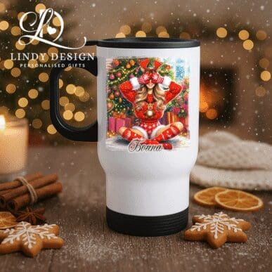 Коледна термо чаша “Момиче пред коледна елха”