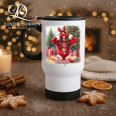 Термо чаша „Момиче пред коледна елха“