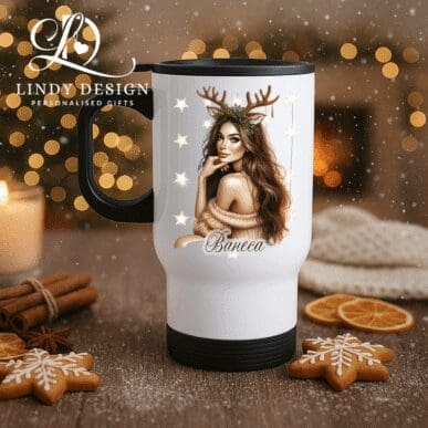 Персонализирана термо чаша „Момиче с рога“