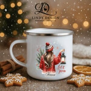 Емайлирано канче Коледно момиче с фенер