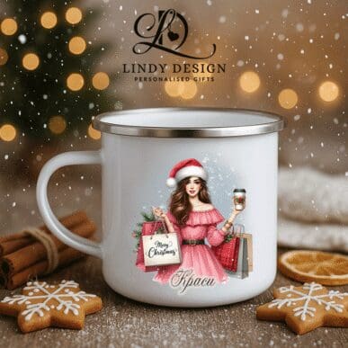 Емайлирано канче „Christmas Shopping“