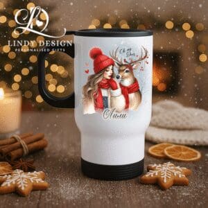 Термо чаша Коледно момиче с еленче