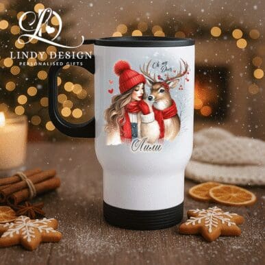 Термо чаша „Коледно момиче с еленче“